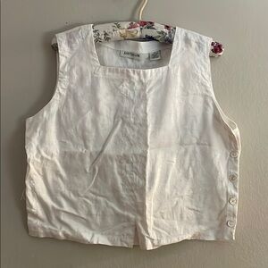 Ann Taylor White Boxy Sleeveless Crop Top